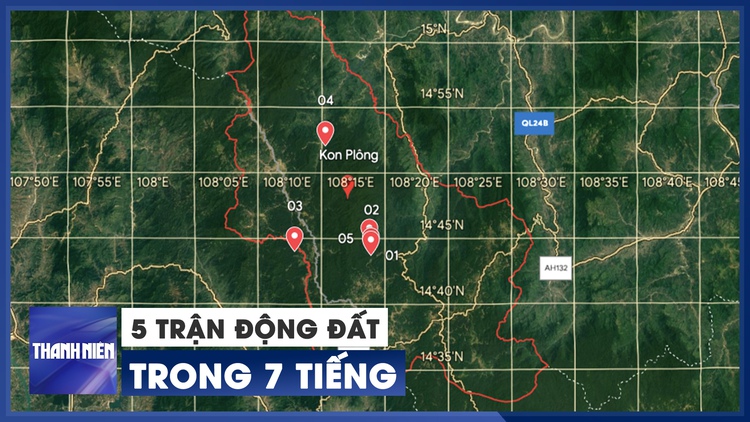 Từ đêm đến sáng sớm, Kon Tum dồn dập 5 trận động đất