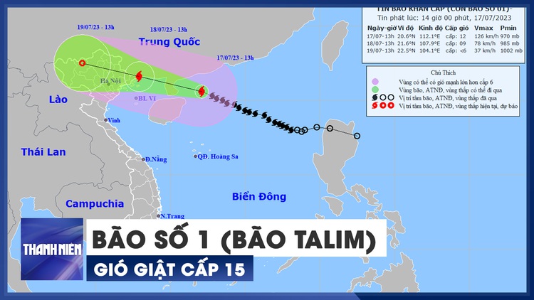 KHẨN CẤP: Bão số 1 (bão Talim) còn cách Móng Cái 480 km, gió giật cấp 15