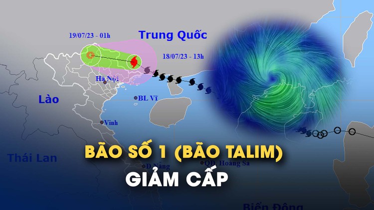 Bão số 1 (bão Talim) giảm cấp, đang ở sát biên giới Việt Nam - Trung Quốc
