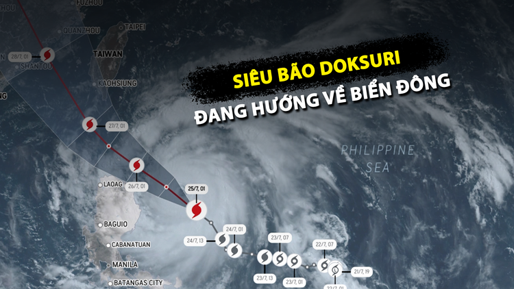 Bão Doksuri mạnh lên thành siêu bão, gió giật trên cấp 17
