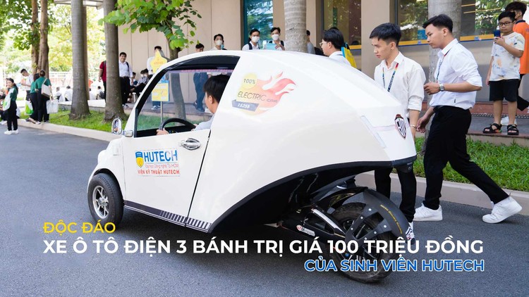 Độc đáo xe ô tô điện 3 bánh trị giá 100 triệu đồng của sinh viên HUTECH