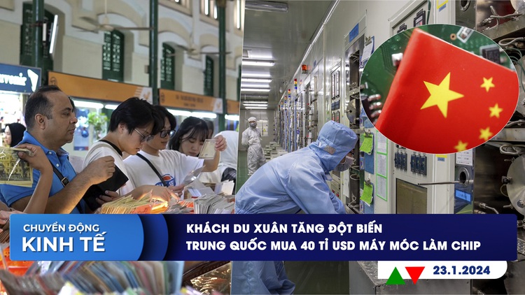 CHUYỂN ĐỘNG KINH TẾ ngày 23.1: Khách du xuân tăng đột biến | Trung Quốc mua 40 tỉ USD máy móc làm chip