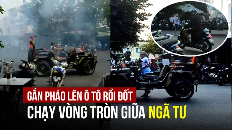 Bắt người đàn ông múa võ, đốt pháo hoa ở ngã tư đường phố Kiên Giang