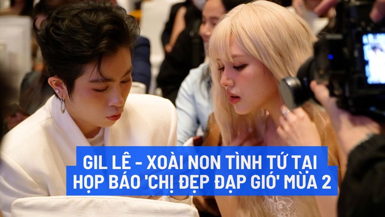 Gil Lê - Xoài Non tình tứ tại họp báo 'Chị đẹp đạp gió' mùa 2