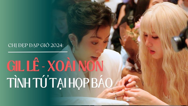 Gil Lê - Xoài Non tình tứ tại họp báo 'Chị đẹp đạp gió' mùa 2