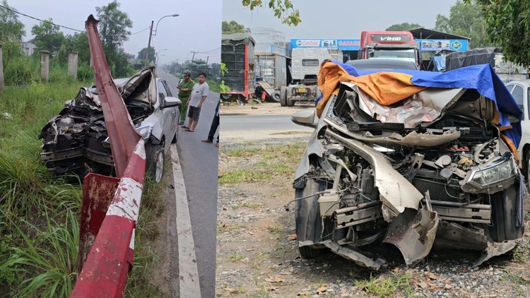 Ô tô tông dải ta-luy, tài xế thoát nạn trong gang tấc