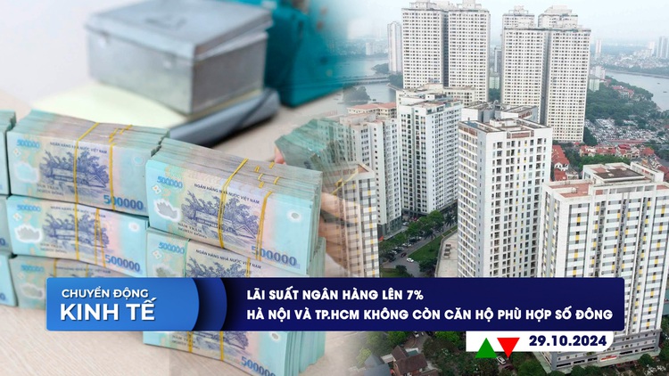 CHUYỂN ĐỘNG KINH TẾ ngày 29.10: Lãi suất ngân hàng lên 7% | Hà Nội và TP.HCM không còn căn hộ phù hợp số đông