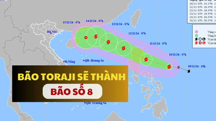 Bão Toraji sẽ vào Biển Đông thành bão số 8