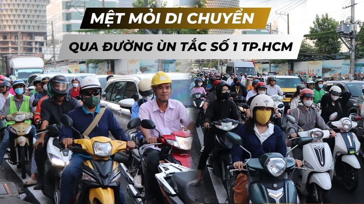 Kẹt xe trên tuyến đường ùn tắc số 1 TP.HCM, người đi đường mệt mỏi