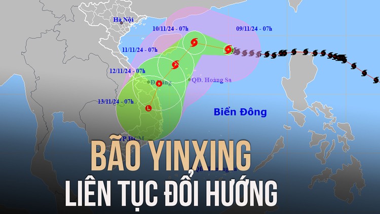 Bão số 7 (Yinxing) liên tục đổi hướng, sóng biển dữ dội cao 9 mét