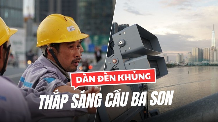 Công nhân xuyên đêm lắp đèn để cầu Ba Son rực sáng đêm giao thừa!