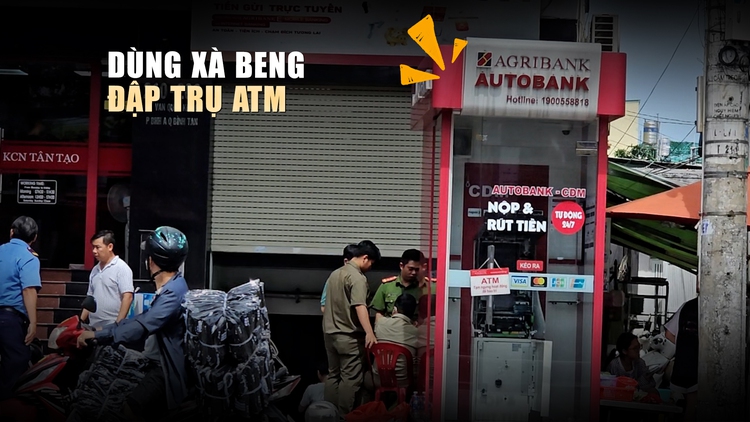 Bắt người đập trụ ATM trước ngân hàng ở Bình Tân