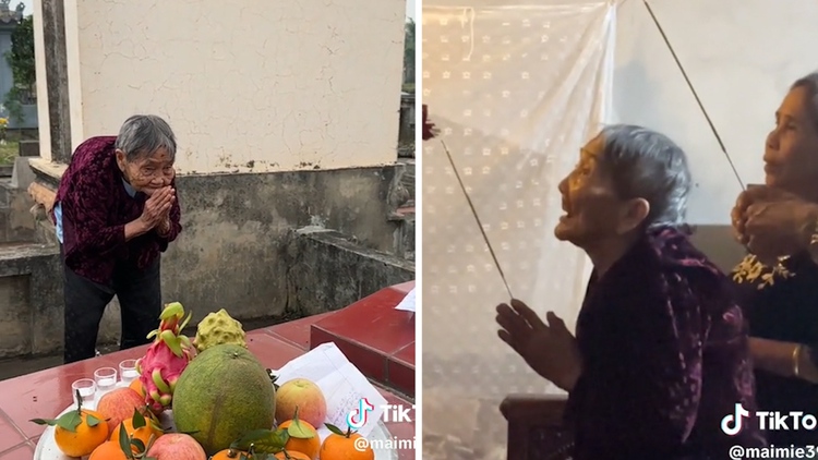 Cụ bà 103 tuổi từ Nghệ An ra Hưng Yên thắp nhang ngày giỗ mẹ