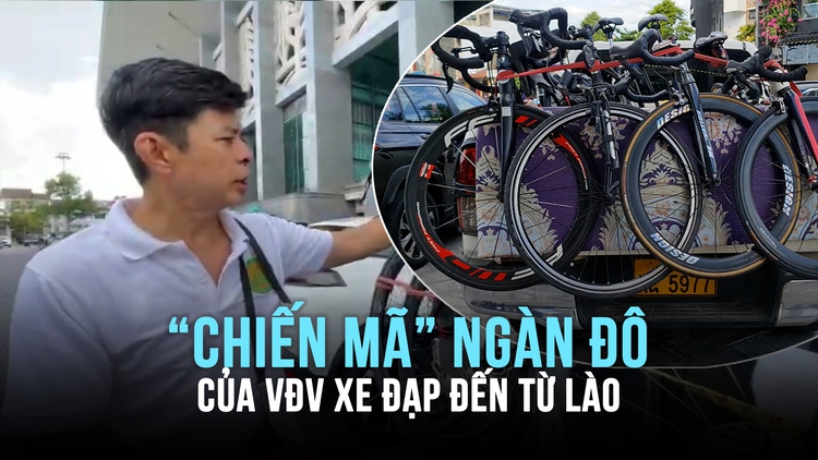 Dàn xe đạp ngàn đô các VĐV Lào mang đến Ngày hội đạp xe hòa bình ở Quảng Trị