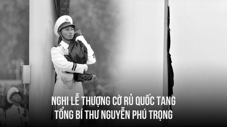 Xúc động xem lễ thượng cờ rủ Quốc tang Tổng Bí thư Nguyễn Phú Trọng tại quảng trường Ba Đình