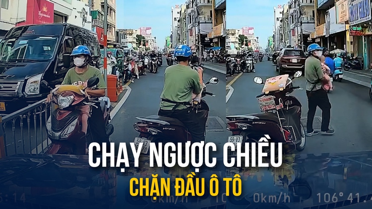 TP.HCM: CSGT vào cuộc vụ xe máy chạy ngược chiều, chặn đầu ô tô