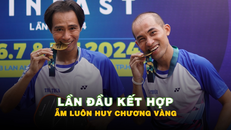 Lần đầu kết hợp, cặp đôi ‘song Thanh’ ẵm luôn HCV giải Pickleball Thanh Niên