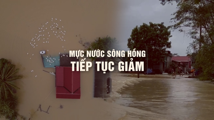 Mực nước sông Hồng giảm chậm, sẽ tiếp tục xuống mức báo động 2