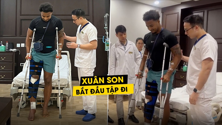 Xuân Son tập đi sau phẫu thuật, lạc quan về ngày trở lại sân cỏ