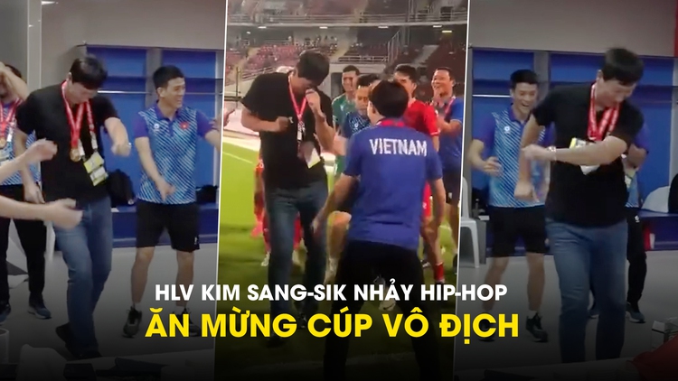 Giữ lời hứa, HLV Kim Sang-sik nhảy hip-hop ăn mừng cúp vô địch AFF Cup 2024