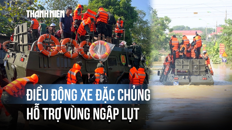 Hỗ trợ người dân vùng lụt Hà Nội, Bộ Công an điều động xe đặc chủng lội nước