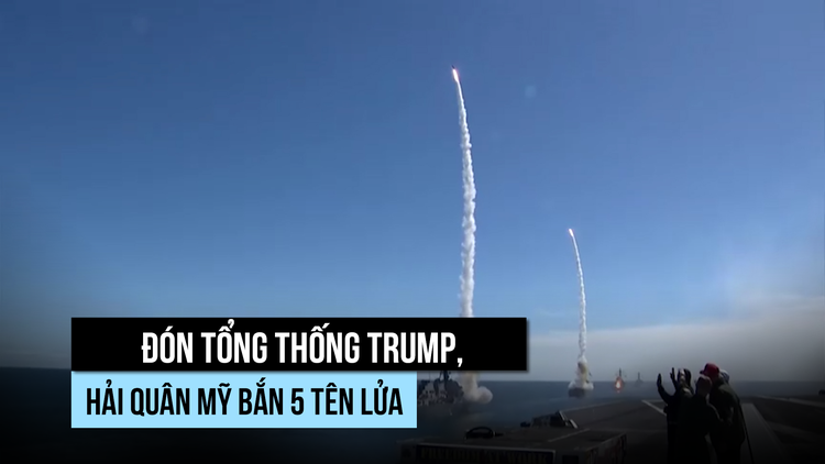 Đón ông Trump, hải quân Mỹ bắn 5 tên lửa trong màn phô trương sức mạnh