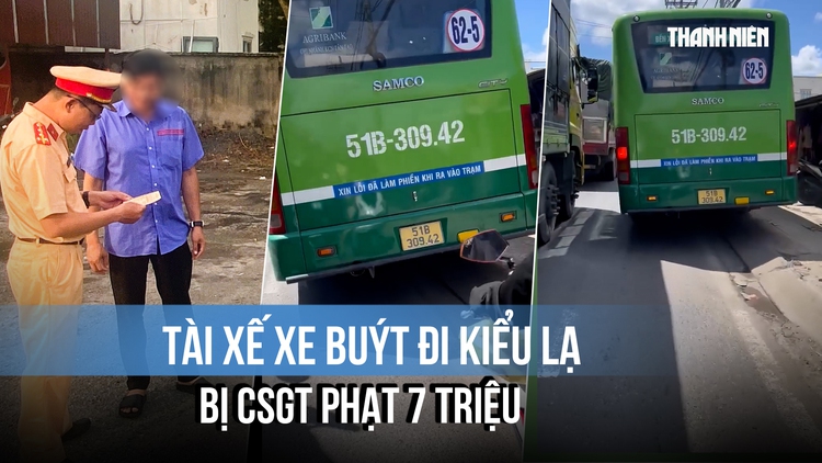 Tài xế xe buýt đi kiểu lạ bị CSGT phạt 7 triệu