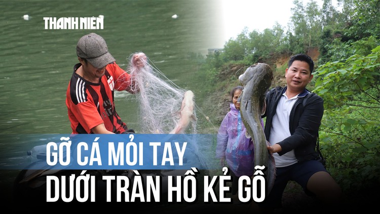 Hồ Kẻ Gỗ đóng cửa xả tràn: Người dân kéo cá mỏi tay, thu tiền triệu