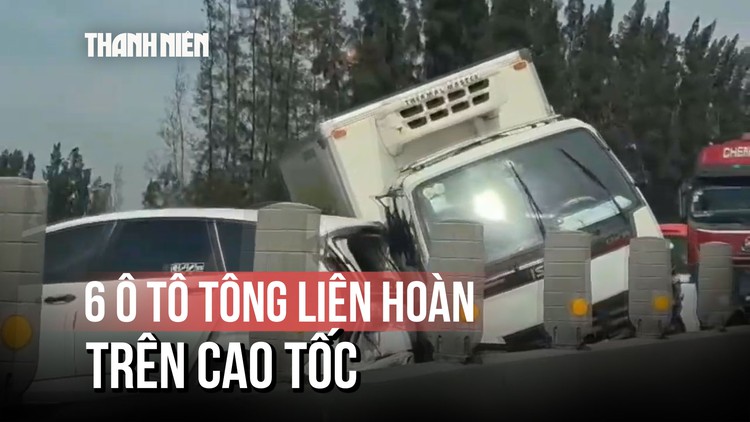 Cận cảnh 6 ô tô tông liên hoàn trên cao tốc TP.HCM - Trung Lương