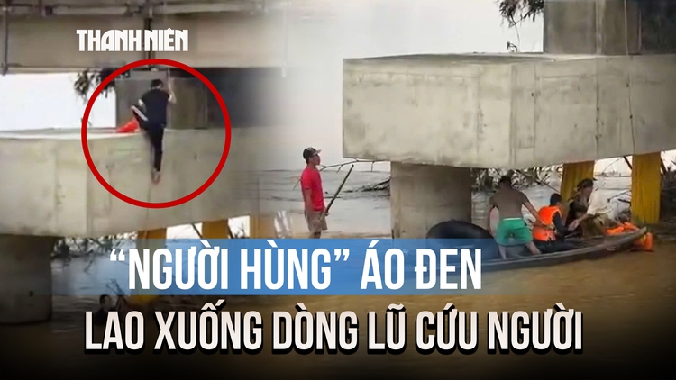 Thót tim cảnh 'người hùng' áo đen lao xuống dòng lũ cứu người ở Đà Nẵng