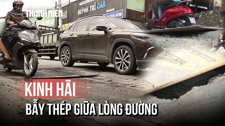 Hết hồn với 'bẫy thép' giữa đường Phạm Hữu Lầu, TP.HCM