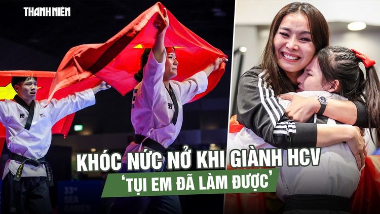 VĐV taekwondo Việt Nam khóc nức nở khi giành HCV: ‘Tụi em đã làm được’