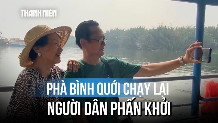 Người dân mừng rỡ khi phà Bình Quới hoạt động lại ngày đầu tiên 
