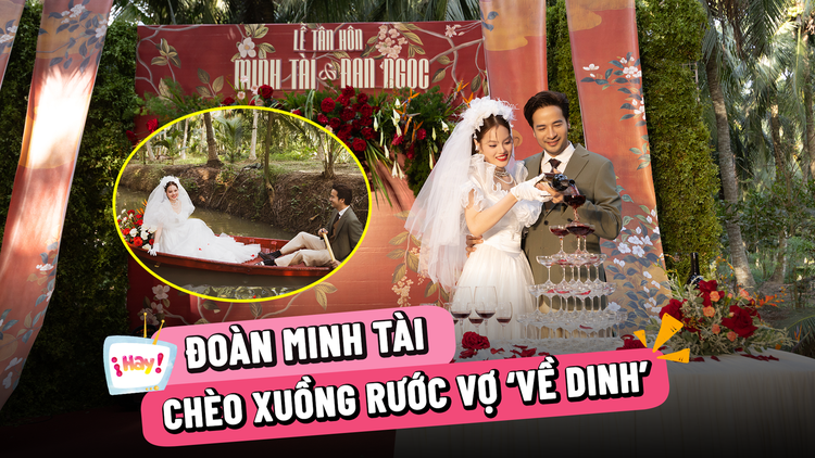 Đoàn Minh Tài chèo xuồng rước vợ ‘về dinh’, đám cưới giữa vườn dừa hơn 1.000 m2