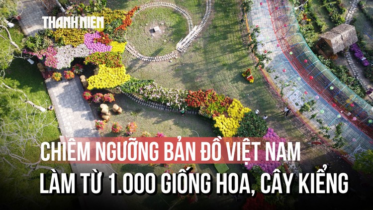 Chiêm ngưỡng bản đồ Việt Nam làm từ 1.000 giống hoa, cây kiểng ở miền Tây