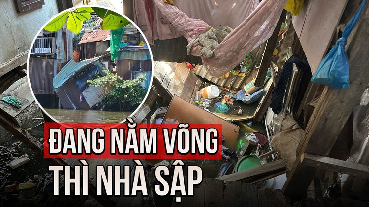 Hú hồn khi đang nằm võng thì sập nhà ở ven kênh Đôi