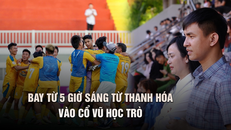 Thầy cô Trường ĐH VH-TT-DL Thanh Hóa bay từ tờ mờ sáng cổ vũ học trò