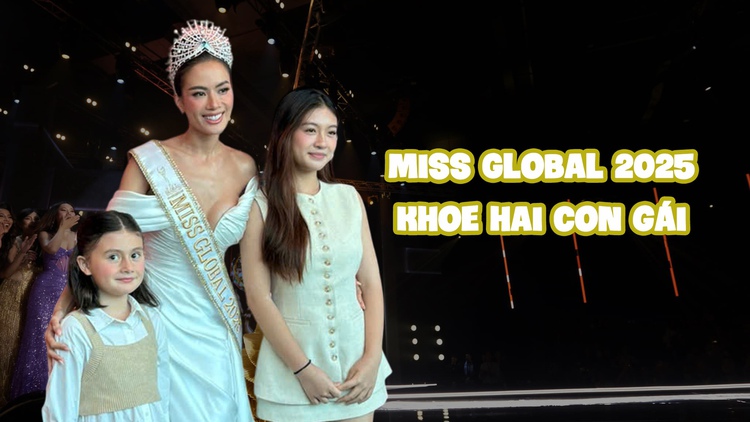 Mẹ đơn thân giành vương miện Miss Global 2025 khoe hai con gái ngày về Việt Nam