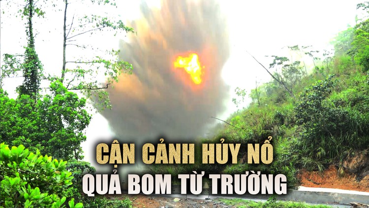 Cận cảnh quả bom từ trường nguy hiểm vừa bị hủy nổ ở Quảng Trị