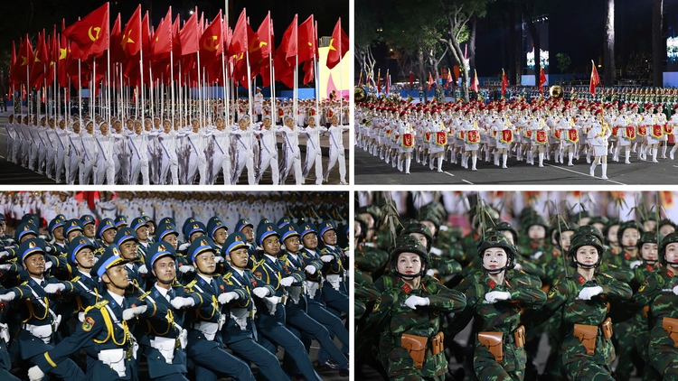 Hợp luyện diễu binh tối 18.4: Những 'bước chân thép' tiến về Hội trường Thống Nhất