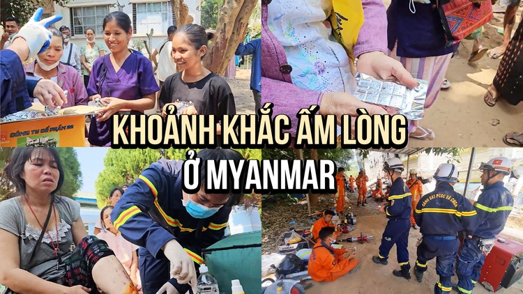 Khoảnh khắc ấm lòng giữa cảnh sát Việt Nam và người dân Myanmar