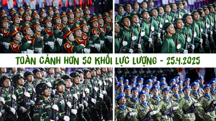 Toàn cảnh sơ duyệt diễu binh, diễu hành cấp Nhà nước trên đường Lê Duẩn tối 25.4