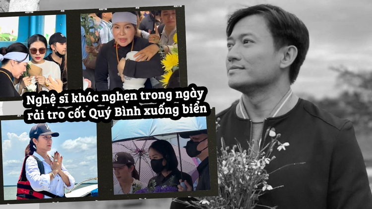 Nghệ sĩ khóc nghẹn trong ngày rải tro cốt NSƯT Quý Bình xuống biển Cần Giờ