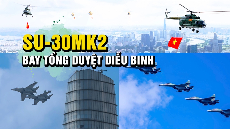 Ngắm Su-30MK2 bay vút qua bầu trời TP.HCM ngày tổng duyệt diễu binh 30.4