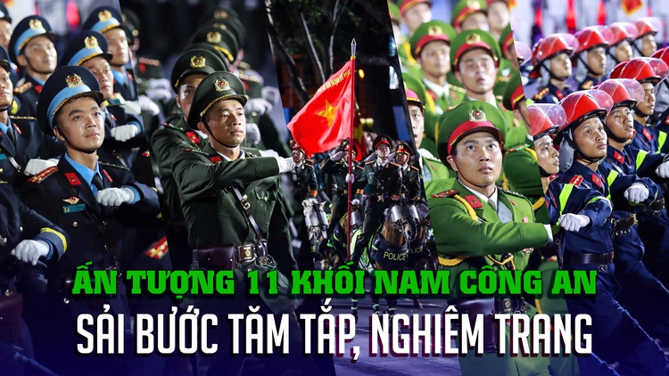 [VIDEO] Ấn tượng khối Công an nhân dân sải bước tăm tắp, nghiêm trang diễu binh ngày 30.4