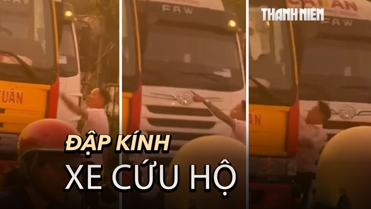 Xôn xao clip đập kính xe cứu hộ vì mâu thuẫn giao thông 