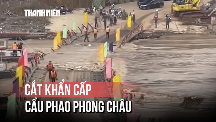 Cắt khẩn cấp cầu phao Phong Châu do nước sông Hồng dâng cao