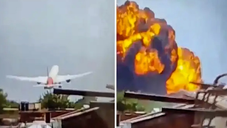 Khoảnh khắc máy bay chở 242 người rơi ở Ấn Độ