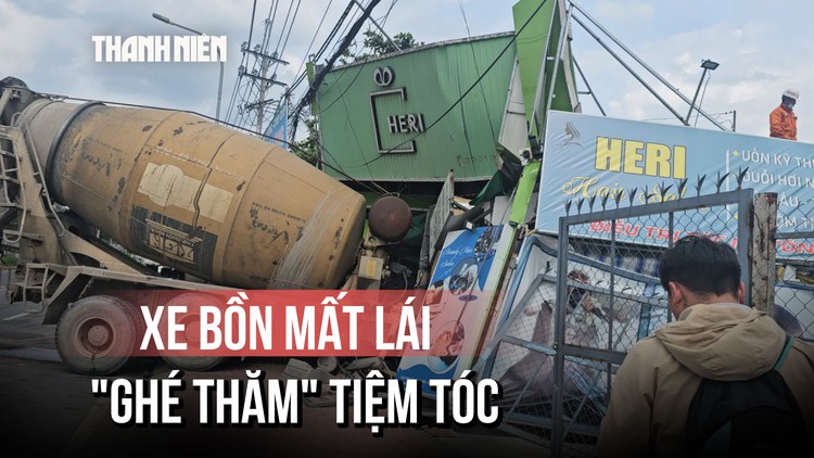 Xe bồn mất lái lao vào tiệm tóc, chủ tiệm thoát nạn vì đang nấu ăn