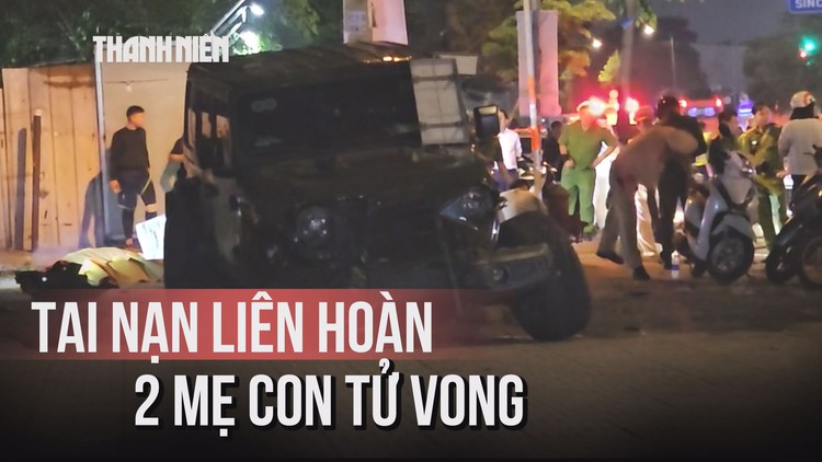 Xe Jeep tông nhiều xe máy trên đường Kinh Dương Vương, hai mẹ con tử vong